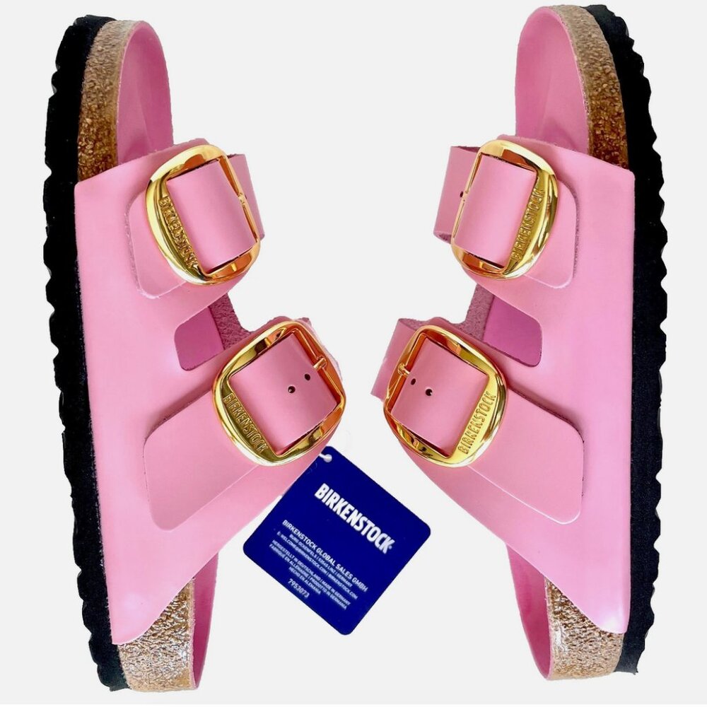 NEW! BIRKENSTOCKS ARIZONA BIG BUCKLE FONDANT PINK LEATHER SANDALS WOMENS 37 6 N - Picture 7 of 13